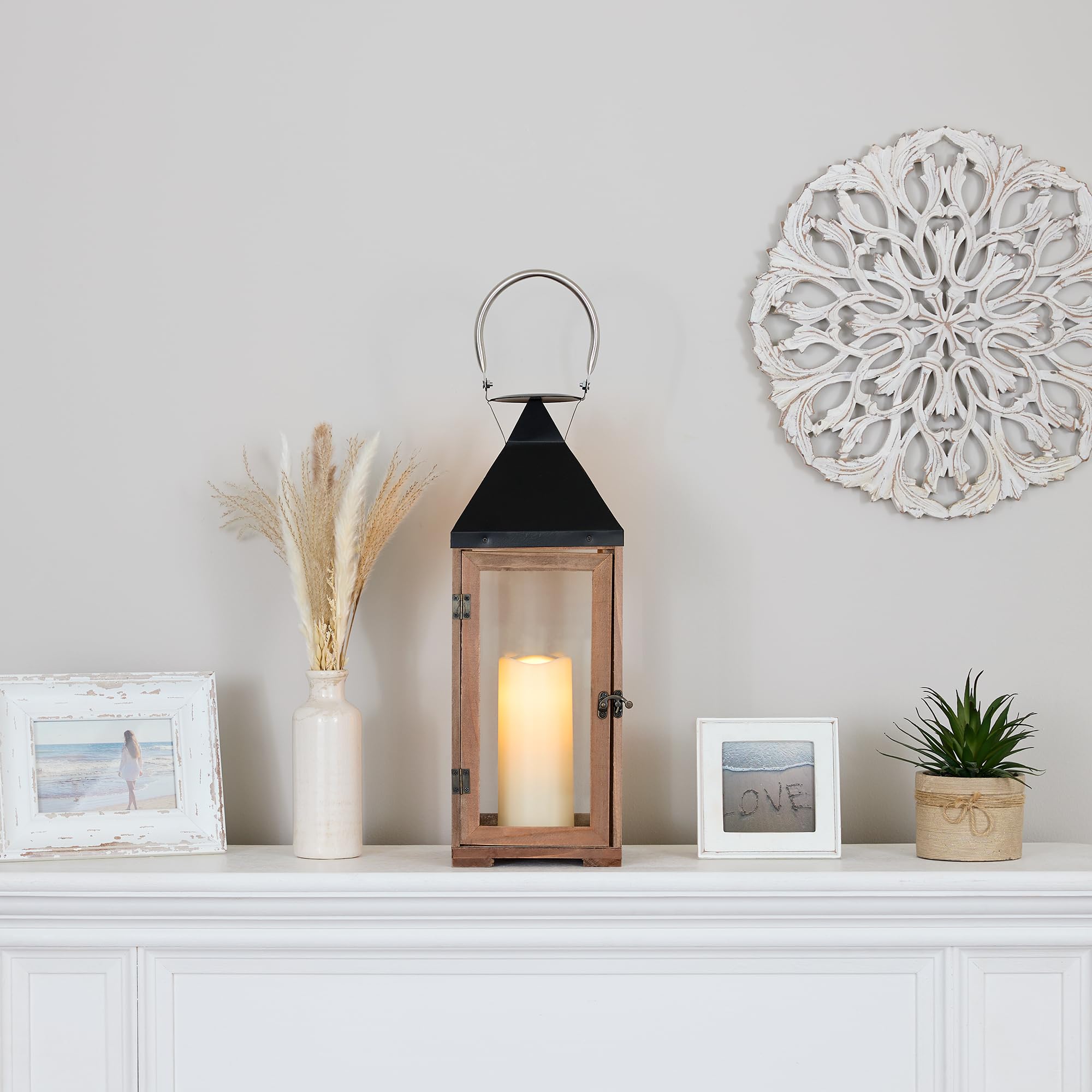 Amazon.com: Wood and Metal Candle Lantern - 19 inches : Home & Kitchen